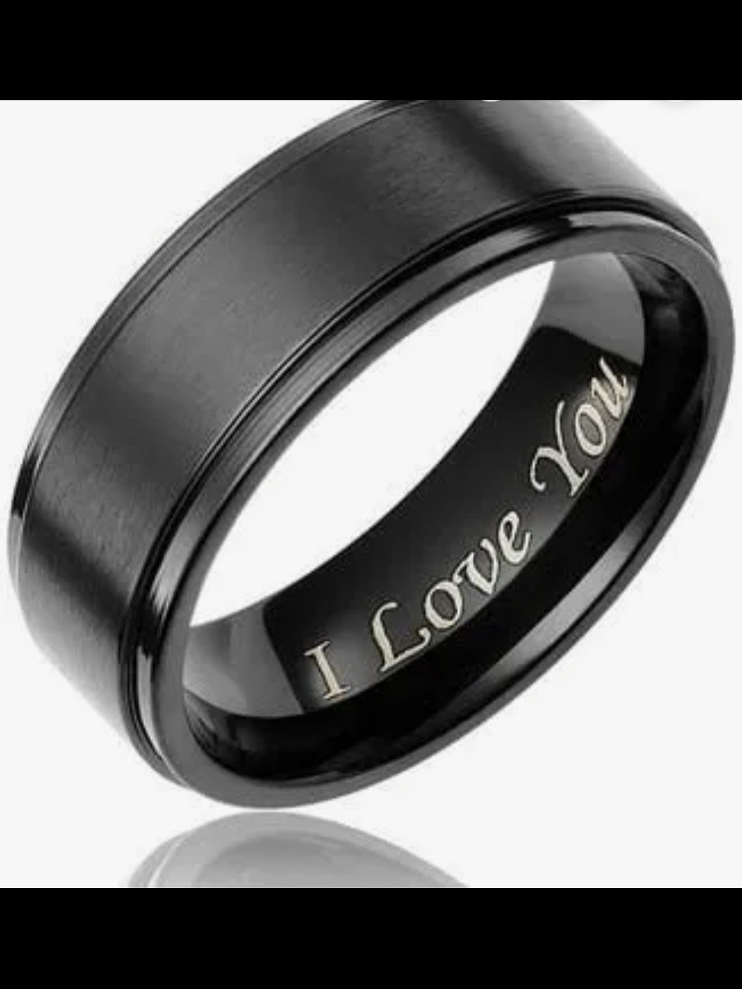 Black Men's Engraved Band Ring - "I Love You"